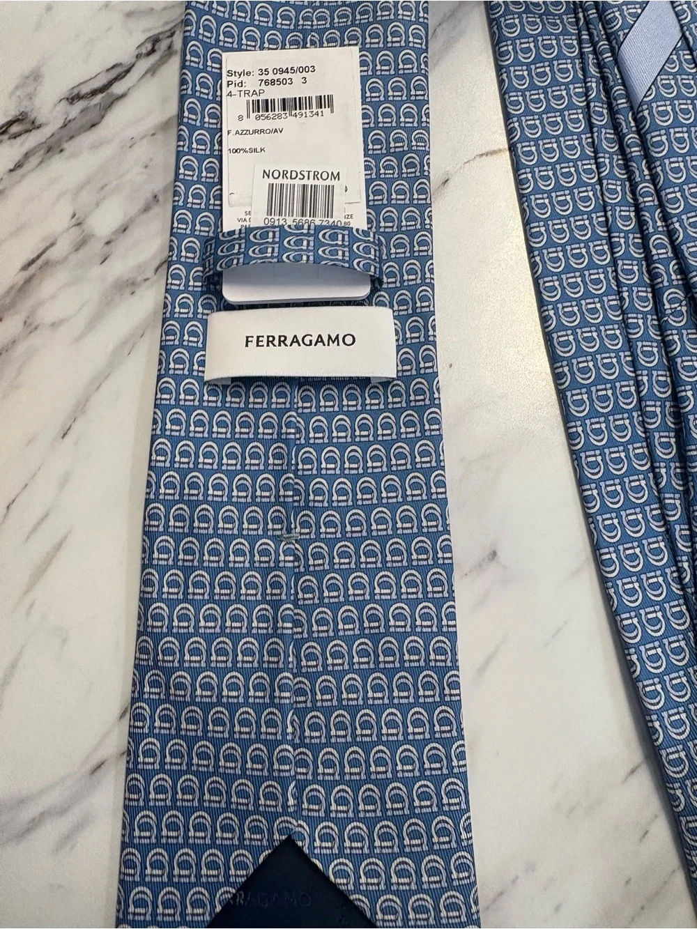 Ferragomo Light Blue Geometric Men's Tie